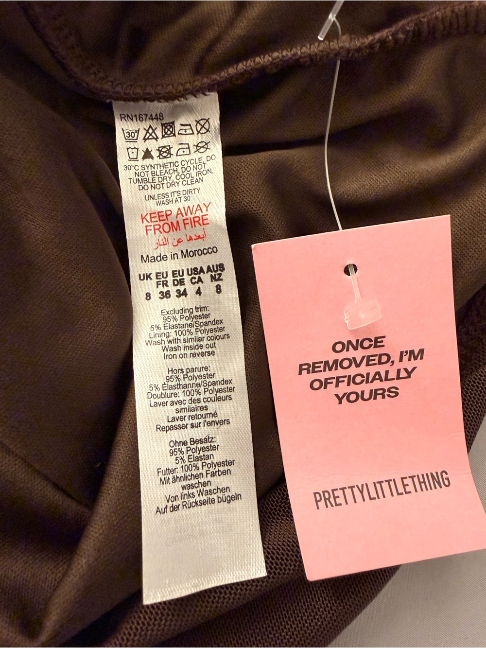 PrettyLittleThing Chocolate Mesh High Neck Cut Out Mini Dress NWT - Picture 7 of 8